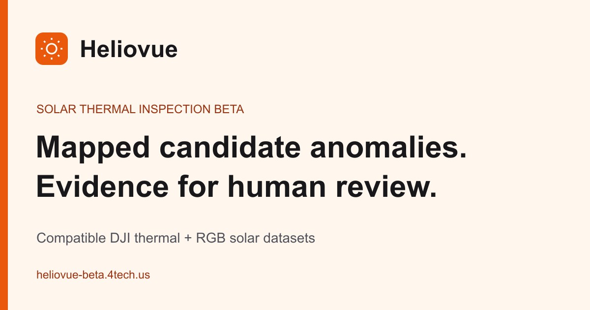 Heliovue demo: mapped candidate anomalies and evidence for human review
